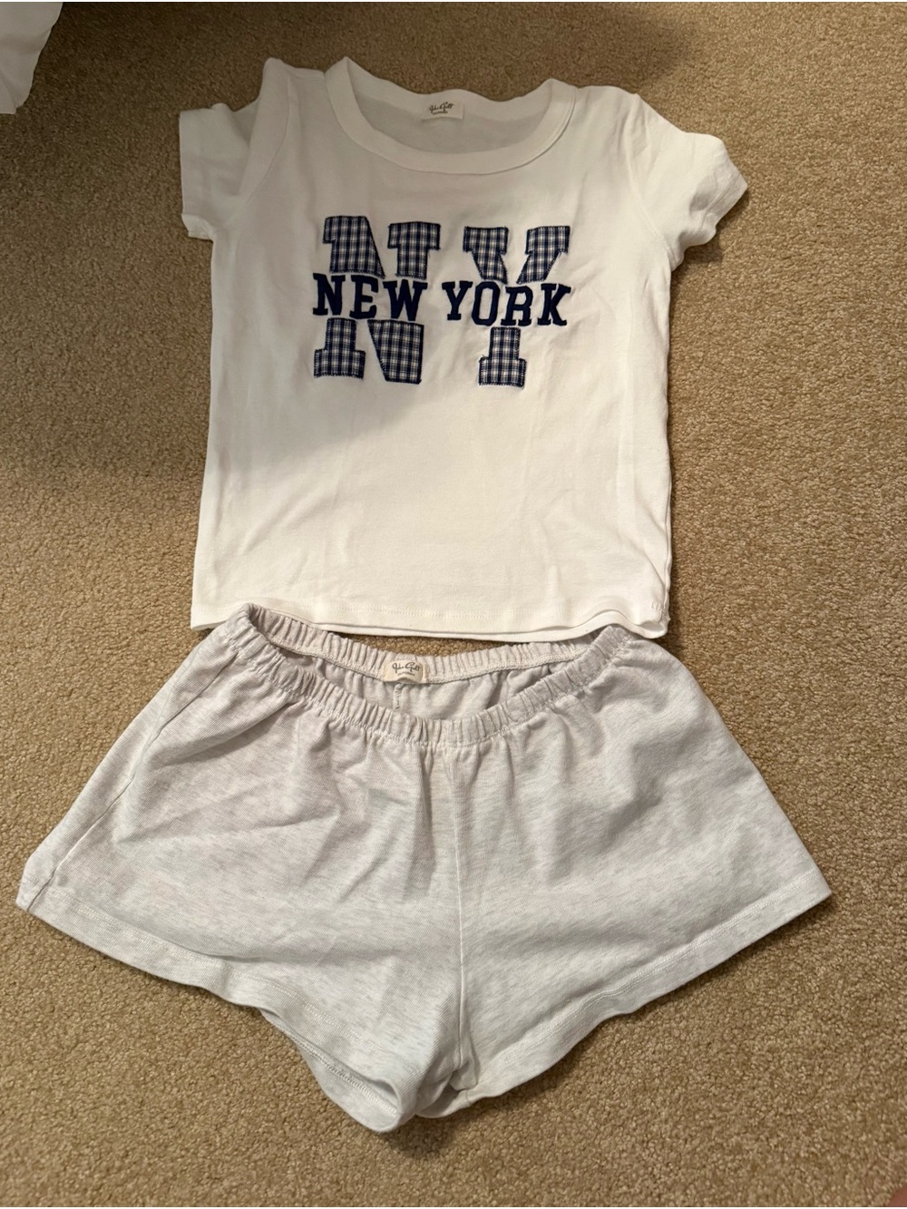 Brandy Melville Light Gray Athletic Lounge Shorts and Tee
